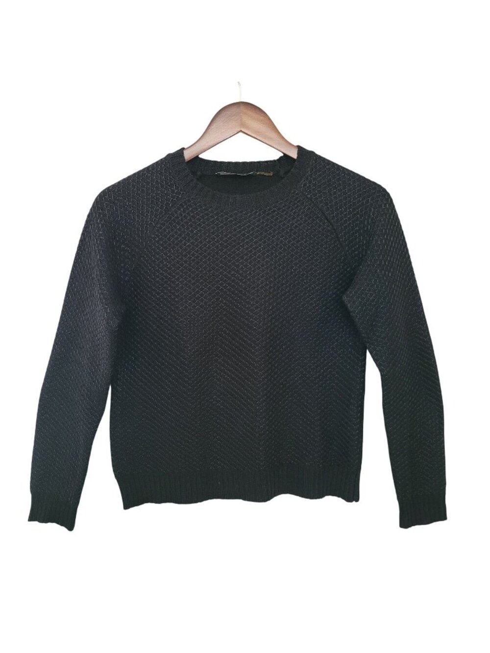 Ivanka Trump Black Textured Knit Sweater Womens Size S Metallic Details